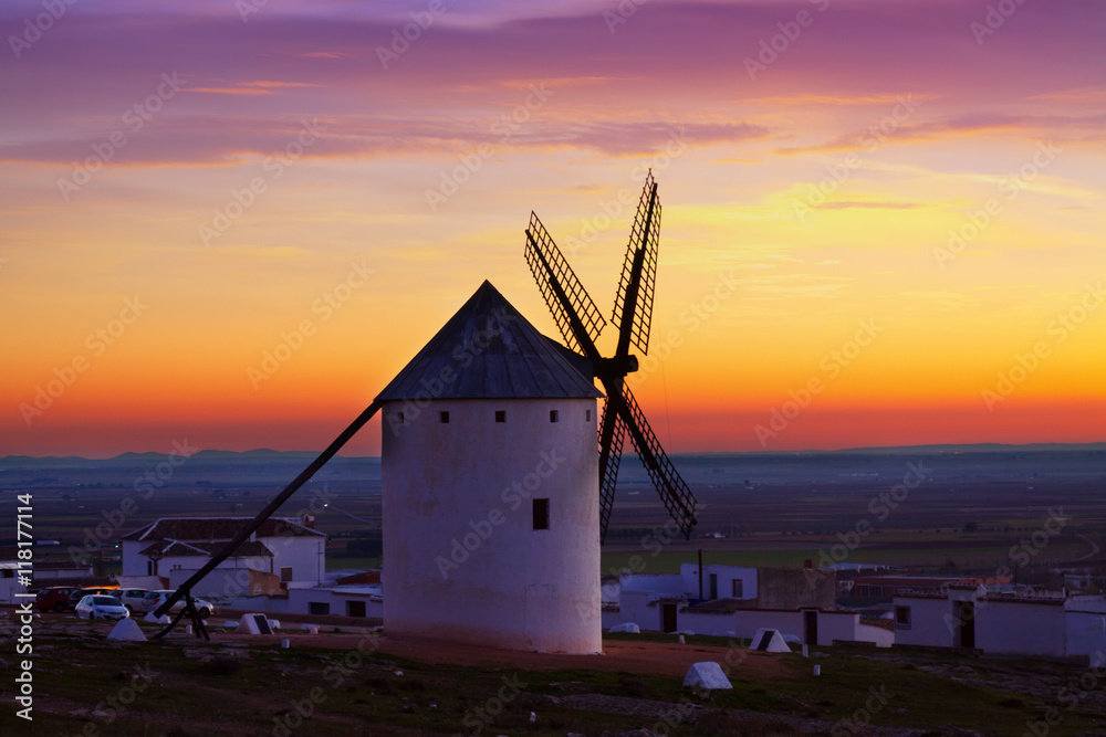 windmills in sunrise