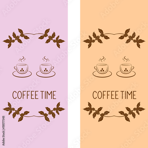..Template design of menu, business card, banner, advertisement, street sign for coffee shop and restaurant. Cup of hot drink (coffee, tea etc)..