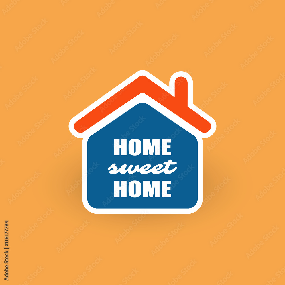 Home, Sweet Home Typography, Logo Design - Orange And Blue