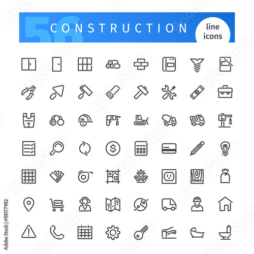 Construction Line Icons Set