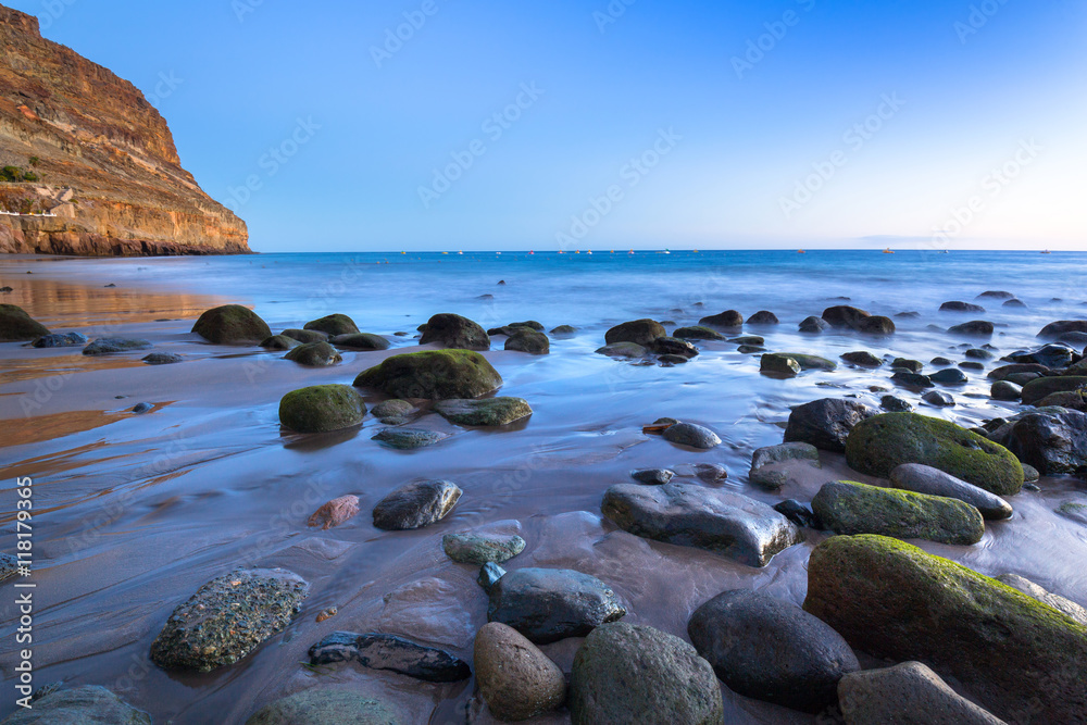 Sunset over atlantic ocean at Gran Canaria island, Spain