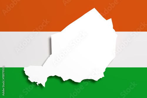 Silhouette of Republic of Niger map with flag