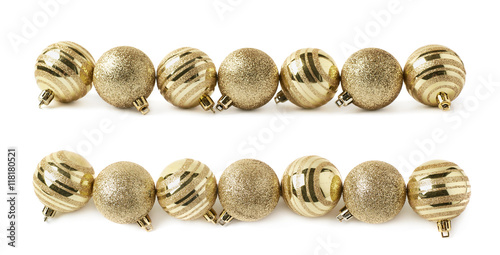 Line of Christmas balls isolated