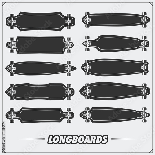 Collection of longboard types.