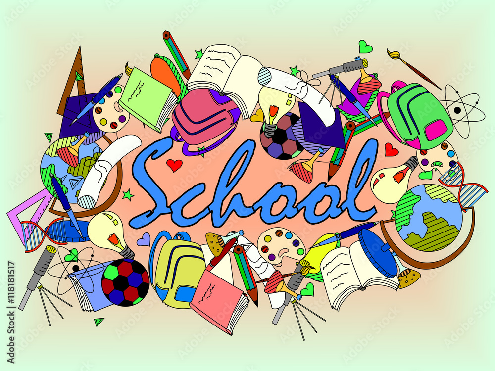 Naklejka premium School coloring book vector