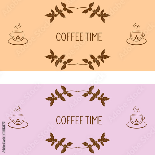 Template design of menu, business card, banner, advertisement, street sign for coffee shop and restaurant. Cup of hot drink (coffee, tea etc)..