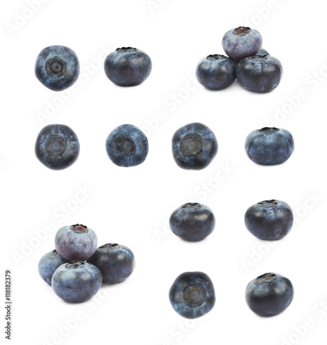 Set of bilberry images isolated