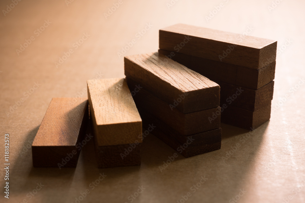 Wood block stacking as step stair