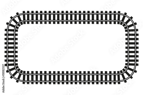 locomotive railroad top wiev track frame rail transport background border with place for text banner illustration photo
