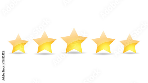 5 gold star icon set vector award quality illustration
