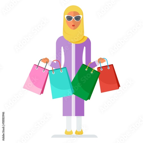 arabian woman with shopping bags