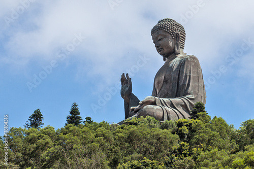 outdoor statue of Big Tian Tan Buddha on Lantau Island, Hong Kong, China