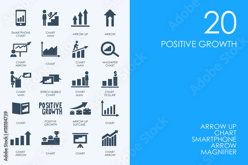 Set of BLUE HAMSTER Library positive growth icons