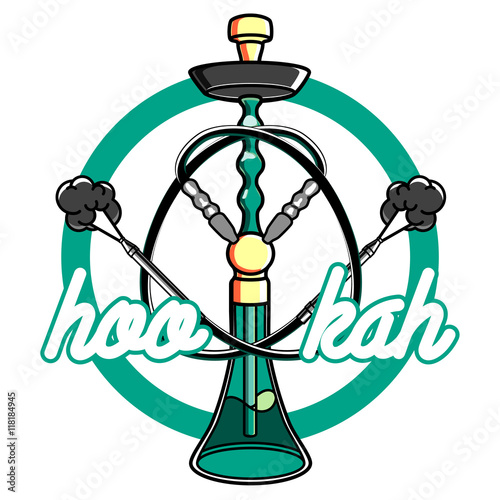 Color vintage hookah emblem