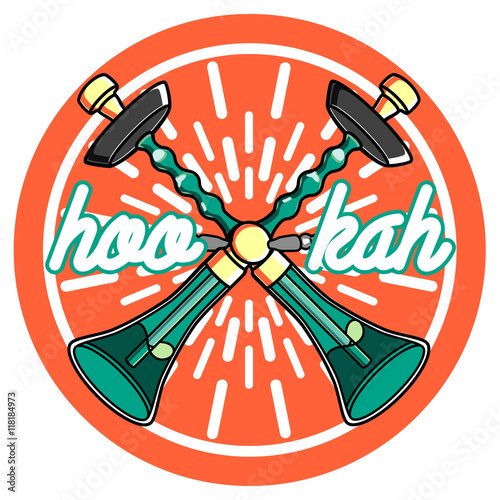 Color vintage hookah emblem