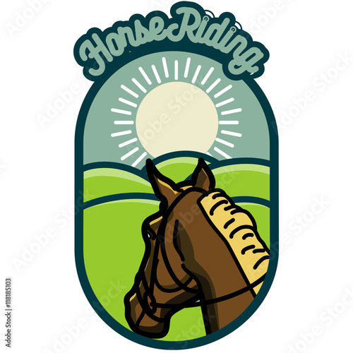 Color vintage Horse riding emblems