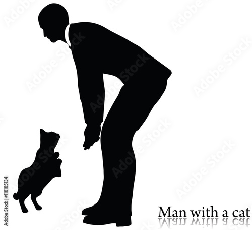 business man silhouette with a cat