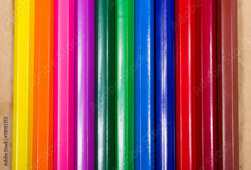 Background of colorful pencil crayons. Back to school.