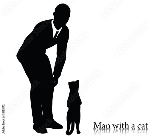 business man silhouette with a cat