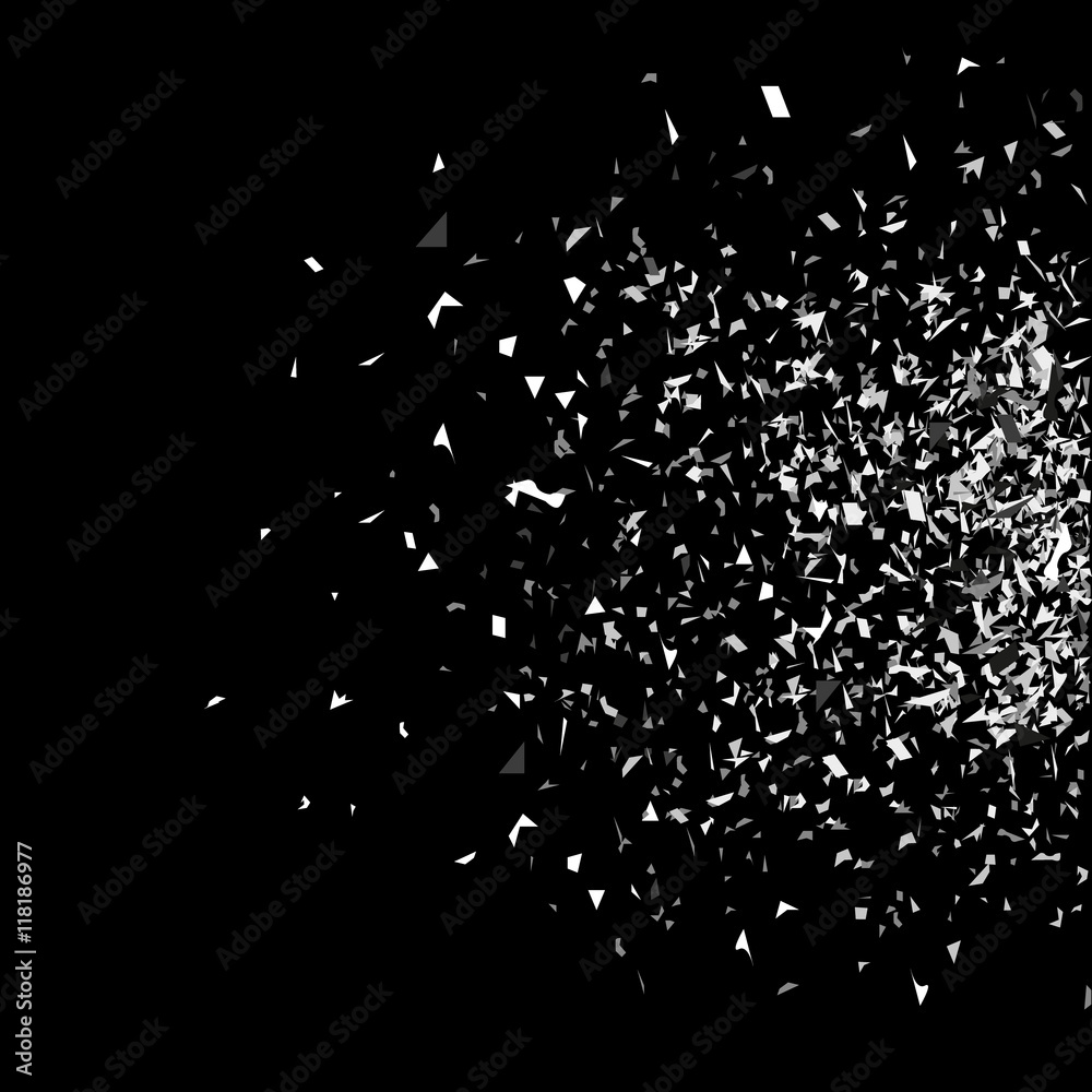 Fotografie Vector particles. Explosion cloud of black pieces. Confetti.