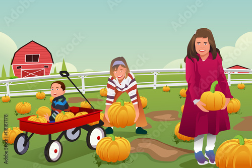 Kids on a Pumpkin Patch Trip