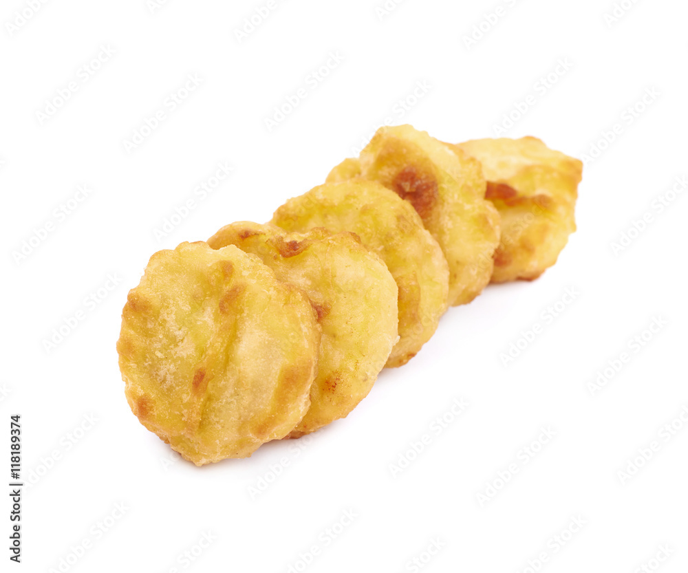 Breaded chicken nugget composition isolated Breaded chicken nugget composition isolated