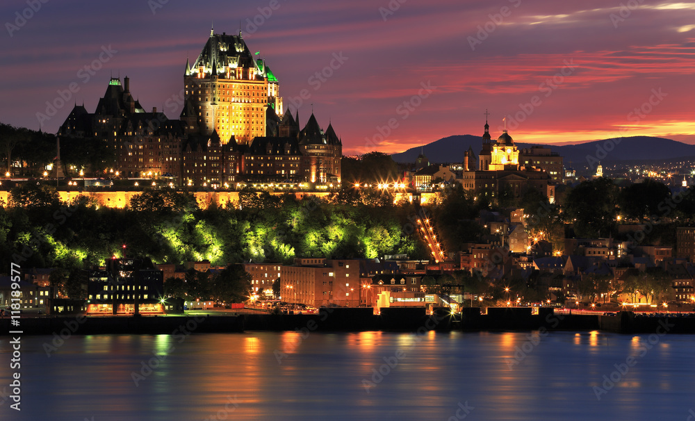 Quebec City skyline at dusk, Canada
