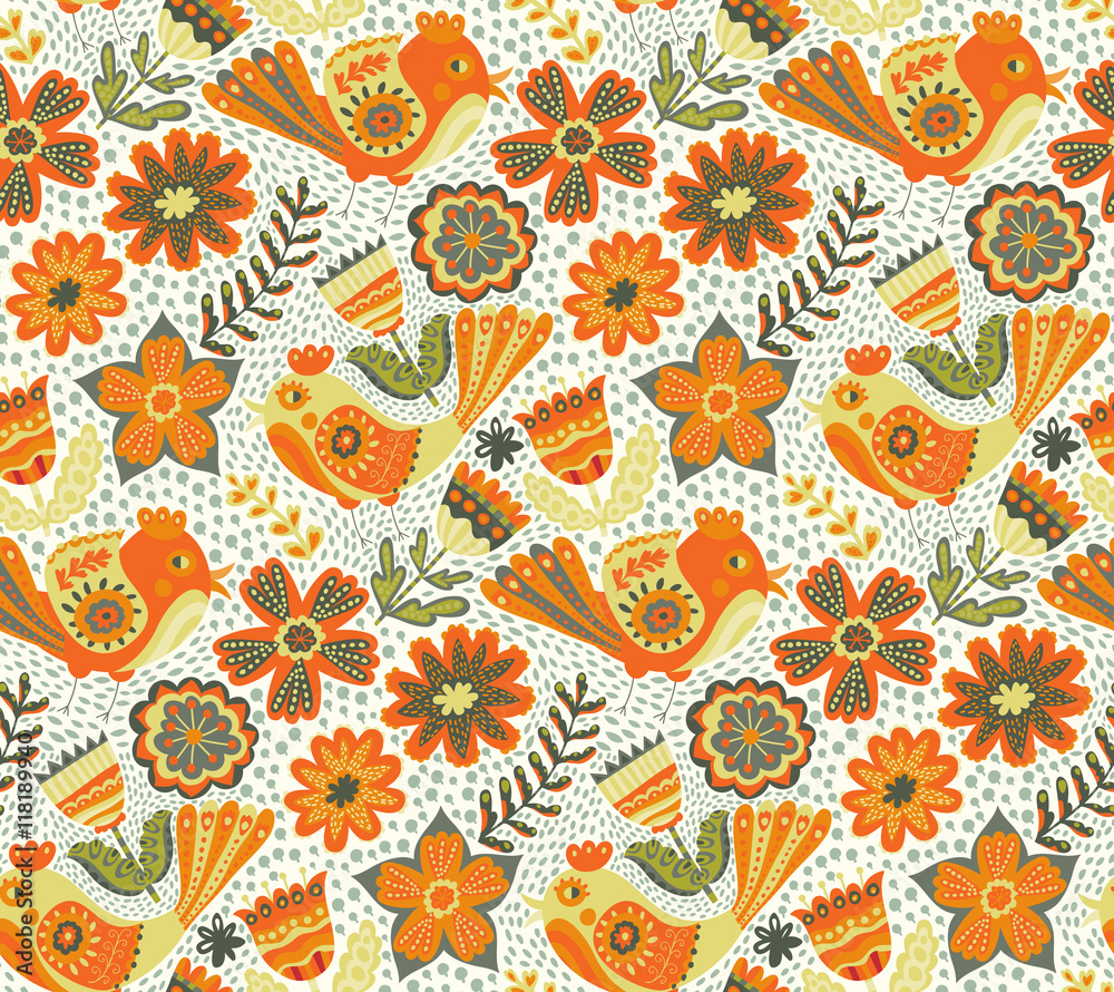Vector flower pattern, seamless botanic texture Vector flower pattern, seamless botanic texture