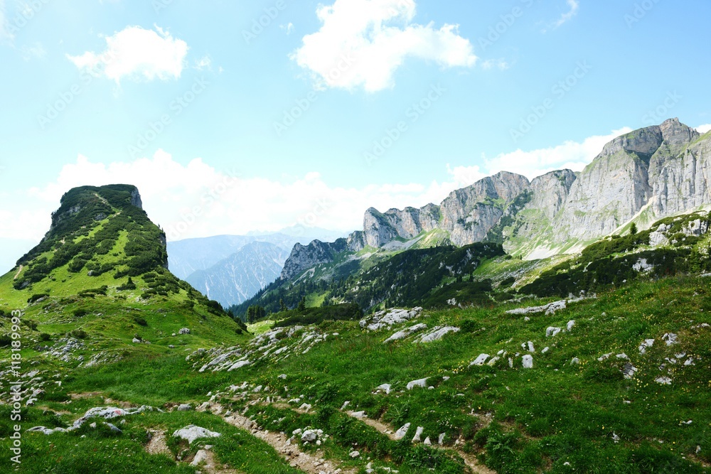 hiking in Rofan mountain aeria in Tyrol (Austria)