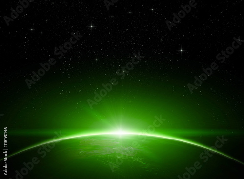 Fototapeta Naklejka Na Ścianę i Meble -  Green dawn in space