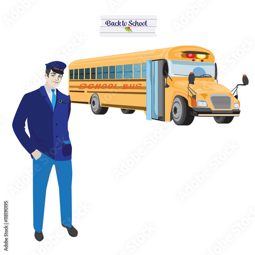 Vector illustration of a school bus driver. photo