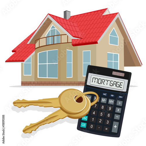 mortgage concept, calculator, vector illustration
