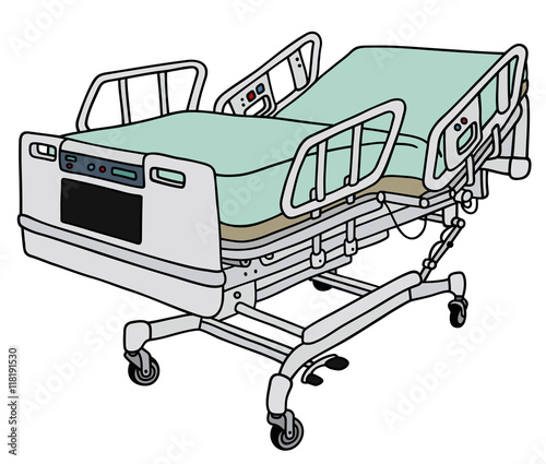 Hospital position bed / Hand drawing, vector illustration