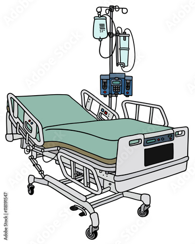 Hospital position bed / Hand drawing, vector illustration