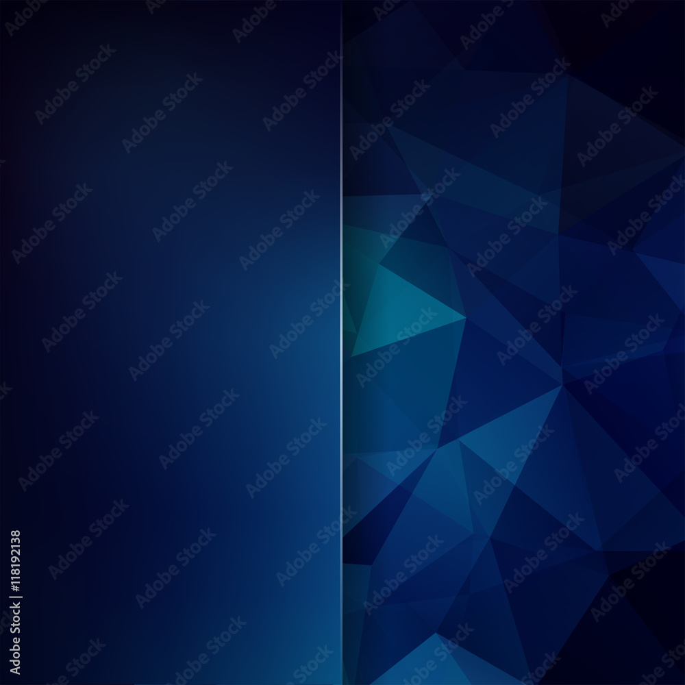 Background made of triangles. Square composition with blue geometric shapes