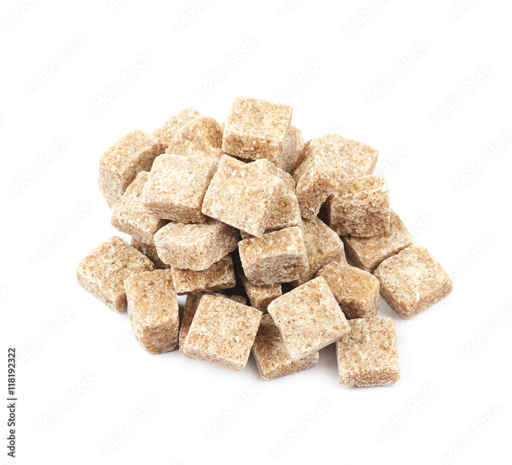 Pile of brown sugar cubes isolated Pile of brown sugar cubes isolated