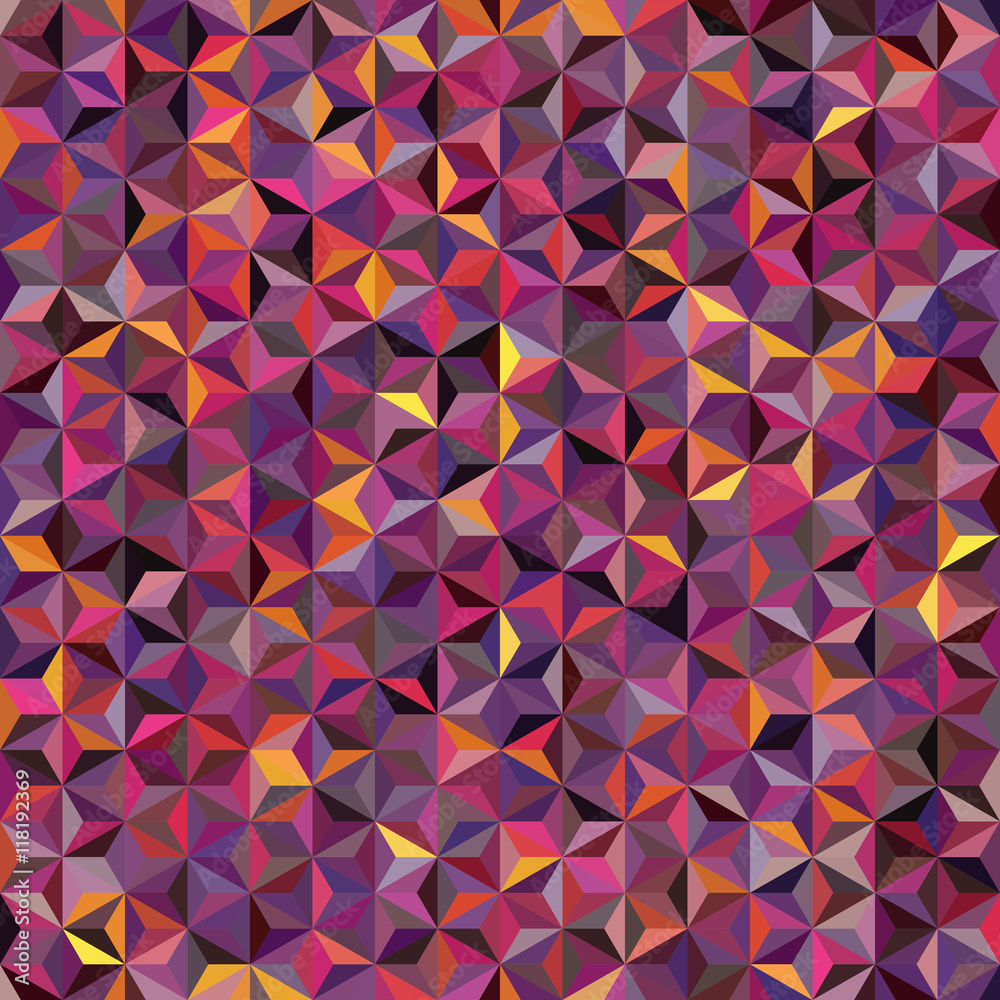 Abstract background consisting of pink, yellow, purple triangles. Geometric design