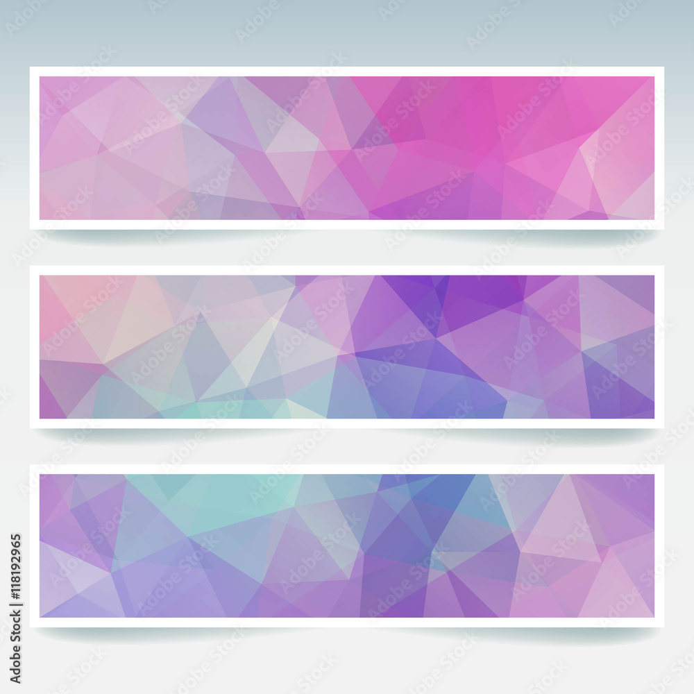 Set of banner templates with abstract background. Modern vector. Pink, blue colors