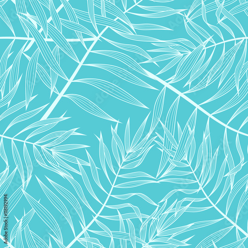 Palm leaves seamless pattern background