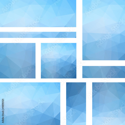 Horizontal banners set with polygonal triangles. Polygon background