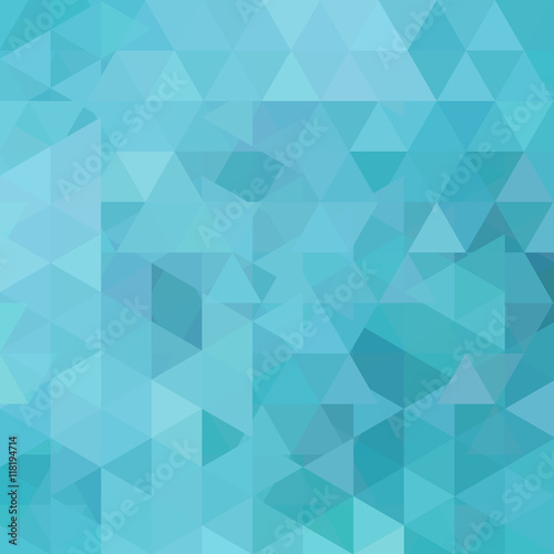 Background made of blue triangles. Square composition with geometric shapes