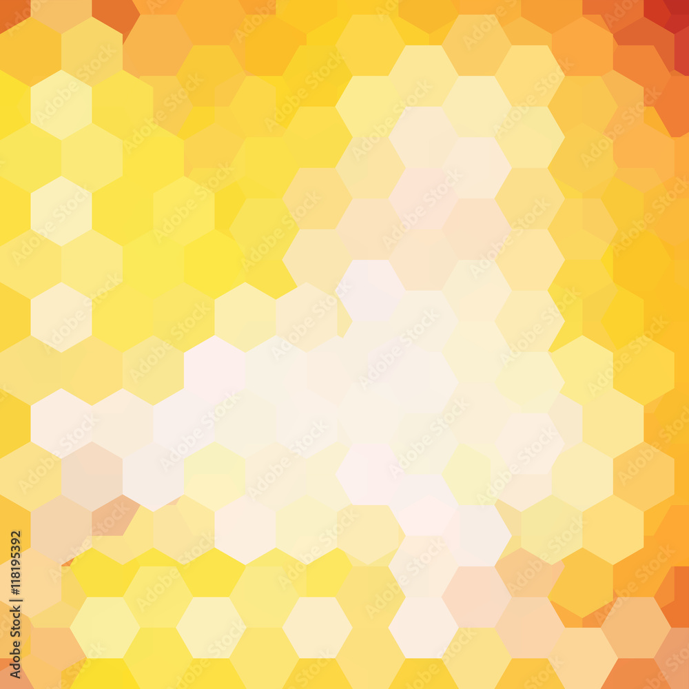 Geometric pattern, vector background with hexagons in yellow tones Geometric pattern, vector background with hexagons in yellow tones