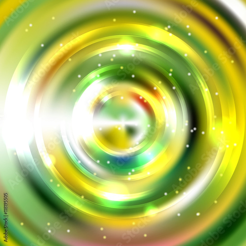 Abstract circle background, Vector design. Glowing spiral. Yellow, green colors