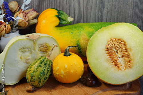 squash, pumpkin ,melon and patison - Vegetables from the family Cucurbitaceae