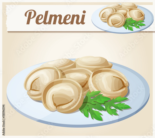 Pelmeni (Meat dumplings). Cartoon vector icon