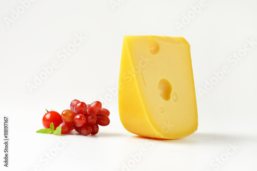 Swiss cheese with red grapes