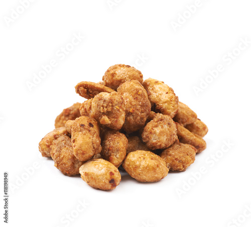 Pile of sugar coated peanuts isolated