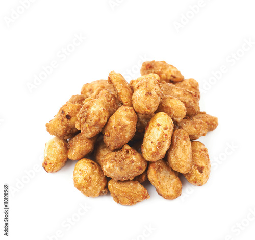 Pile of sugar coated peanuts isolated