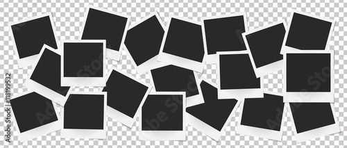 Collage of realistic vector photo frames isolated. Template retro photo design, Vector illustration