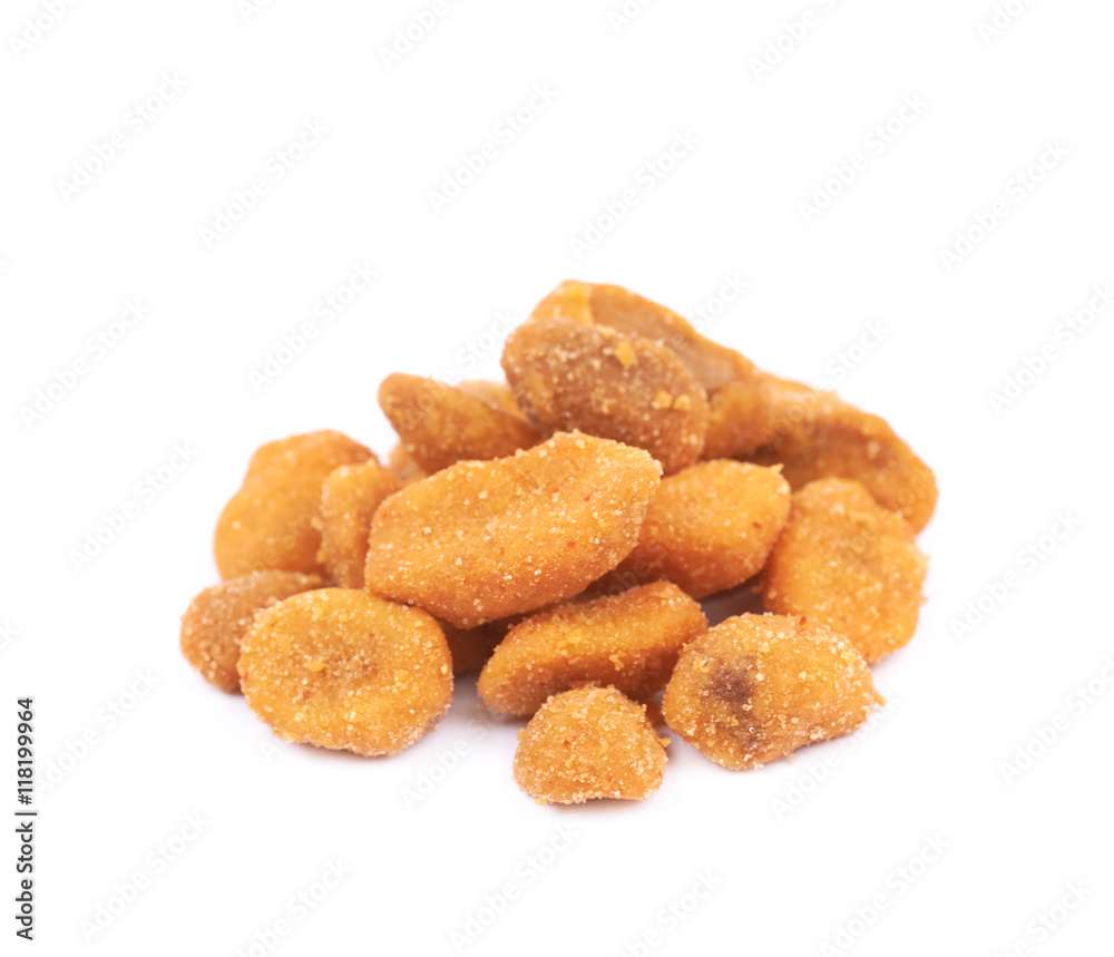 Pile of breaded peanuts isolated
